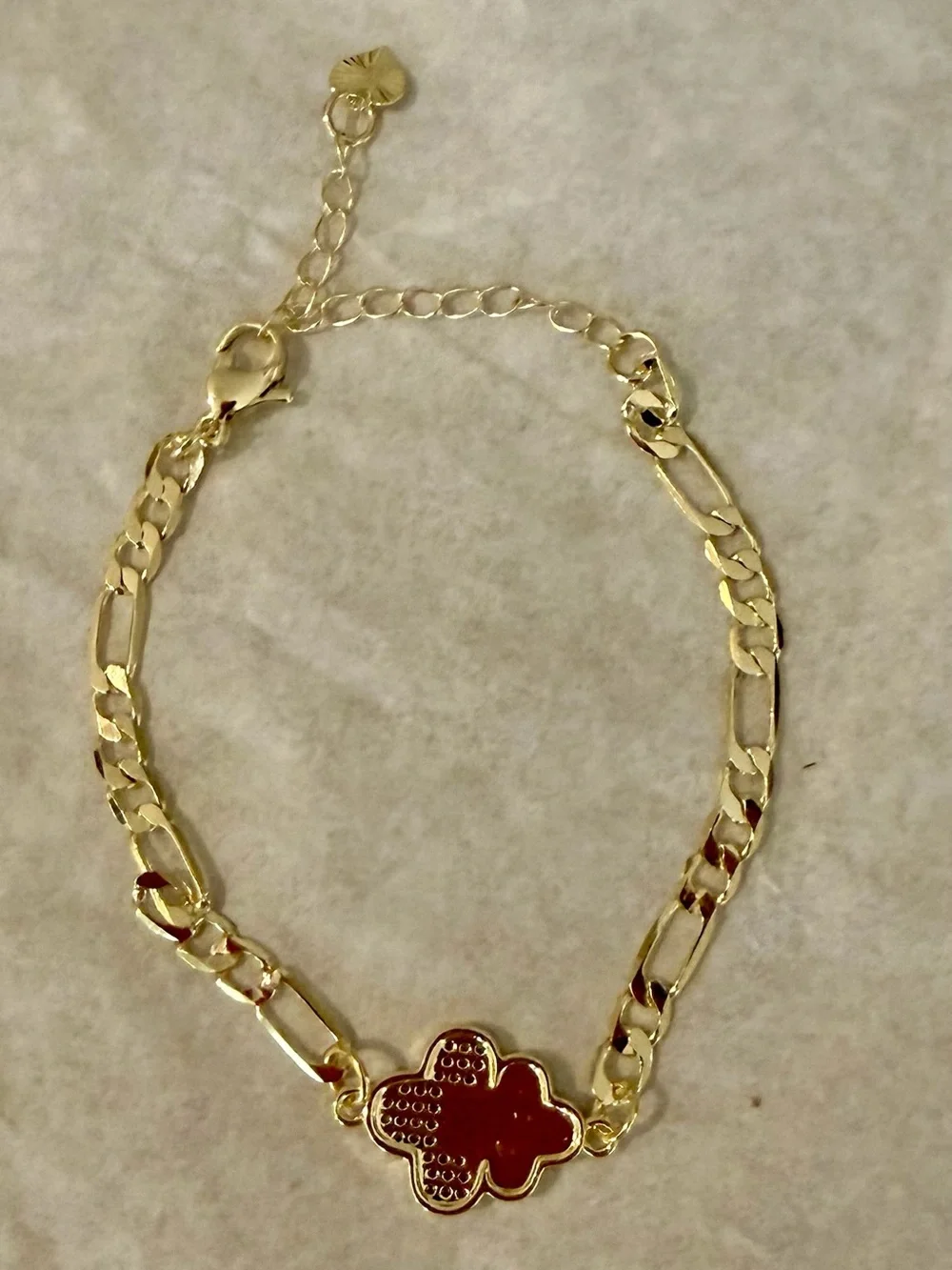Gold-Tone Iridescent Flower Charm Bracelet